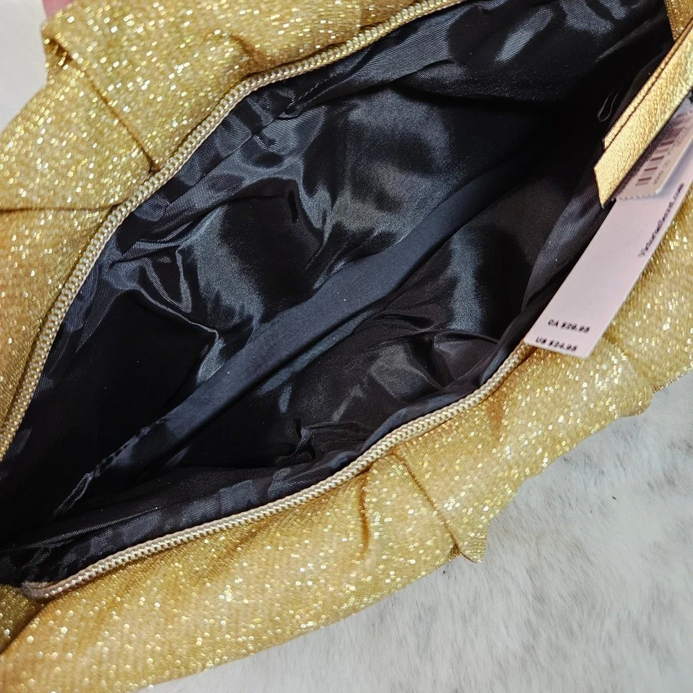 NWT Victoria's Secret VS‎ Glam Glitter Gold Evening Clutch Purse Valentine's Day